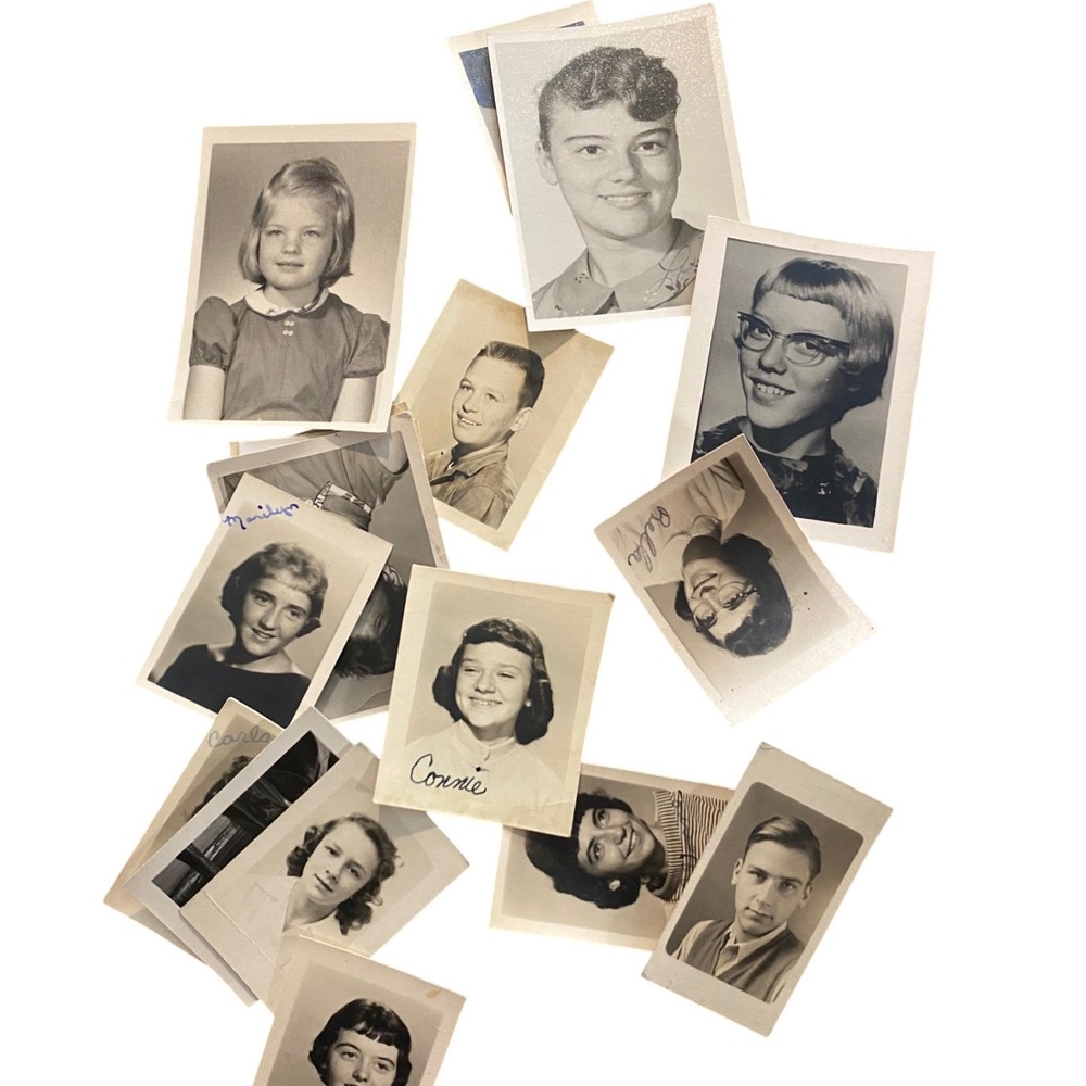Vintage 1950s 1960s Black White School Portrait Photo Lot Junk Journal Ephemera